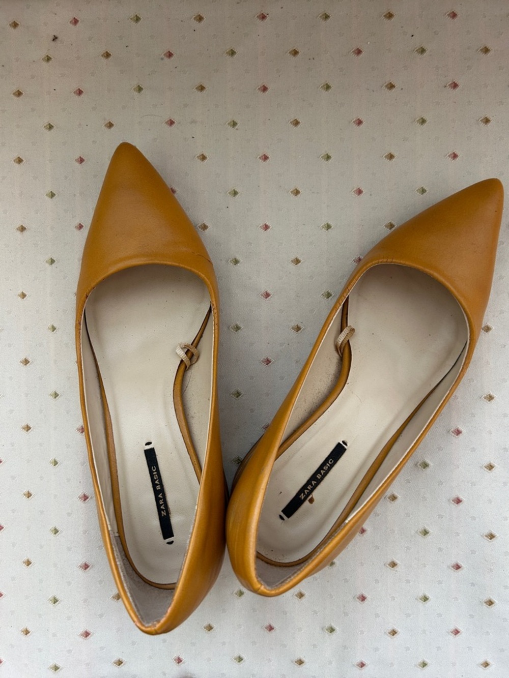 Zara Mustard Yellow Pointed-Toe Flats